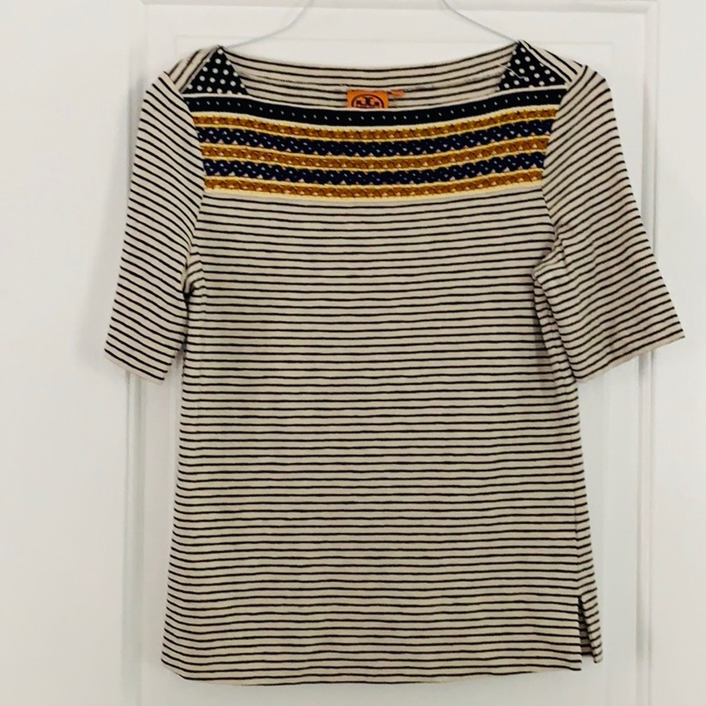 Tory Burch Embroidered &Beaded Tee